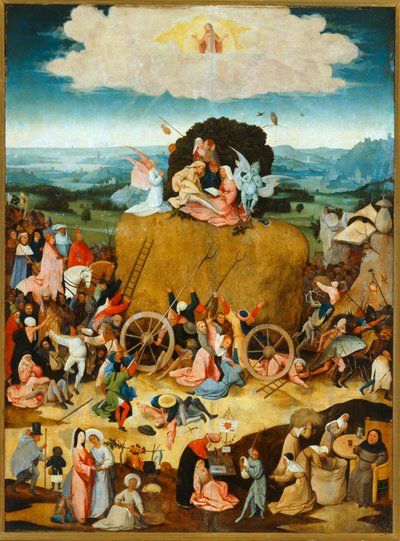 الهايوين يقول المثل الفلمنكي إن العالم عبارة عن
هايوين يأخذ منه كل إنسان ما يستطيع ... (الرسم على الخشب) بواسطة هيرونيموس بوش