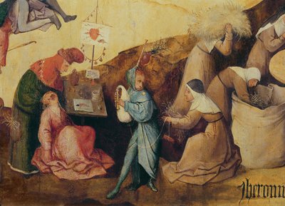 ساحبة الأسنان ، عازف القربة وجامعي الخشب ، تفاصيل اللوحة المركزية لـ Haywain Triptych ، c.1515 (تفاصيل 3429) بواسطة هيرونيموس بوش