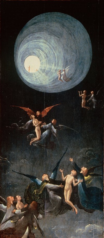 les ames bienheureuses. Le Paradis - الصعود إلى الجنة. من: أربع رؤى للآخرة حسب بوش ، هيرونيموس (1450-1516). زيت على خشب ، الحجم: 88،8x39،9 ، حوالي 1490-1510 ، Palazzo Grimani ، البندقية بواسطة هيرونيموس بوش