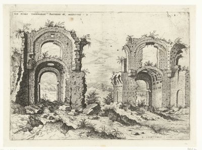 المنظر الثاني لحمامات دقلديانوس السابق Rvinis Thermarvm Antonini Pii (...) (العنوان على الكائن) الآثار الرومانية (عنوان السلسلة) بواسطة هيرونيموس كوك