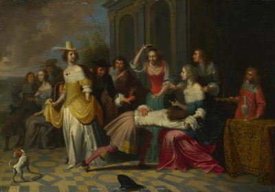 السيدات والسادة يلعبون La Main Chaude ، c. 1655-1665 بواسطة هيرونيموس ، يانسن