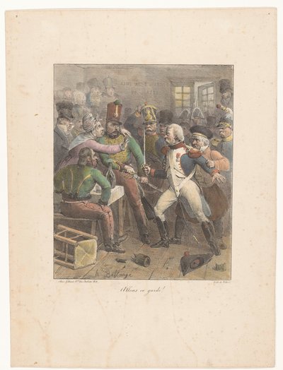 جنديان يتقاطعان مع السيوف في حانة Allons en garde! (العنوان على الكائن) الرسومات الحجرية (عنوان السلسلة) Croquis الحجرية (عنوان السلسلة) بواسطة Gihaut frères