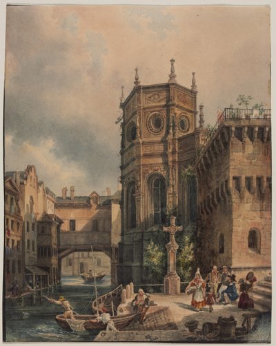 مشهد على قناة بواسطة Hippolyte Jean Baptiste Garnerey