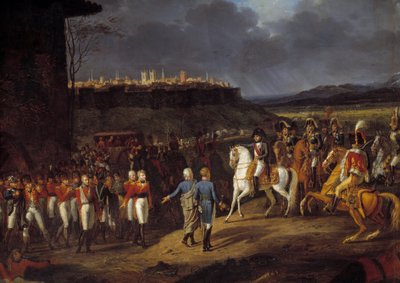 Campaign of Spain: “” Emperor Napoleon I was introduced in Astorga, Spain, English prisoners and ordered them to be treated with special care, January 1809” Detail. Painting by Hippolyte Lecomte (1781-1857) 1810 Sun. 1,13x1,52 m بواسطة هيبوليت ليكومت