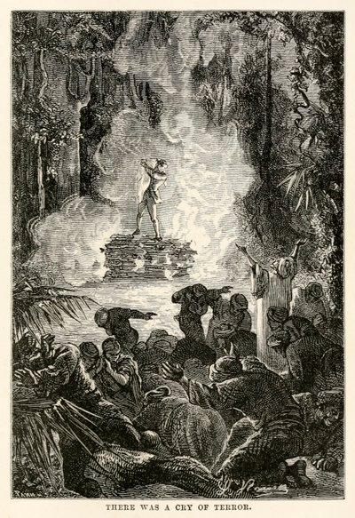 كانت هناك صرخة رعب ، من "حول العالم في ثمانين يومًا" لجول فيرن (1828-1905) ، نقشها أدولف فرانسوا بانميكر (1822-1900) بواسطة هيبوليت ليون (بعد) بينيت