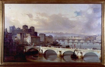 موكب يمر على جسر المطرانية في ليون - رسم هيبوليت ليماري ، حوالي 1835-1840 ، متحف جاداني في ليون. بواسطة هيبوليت ليماري