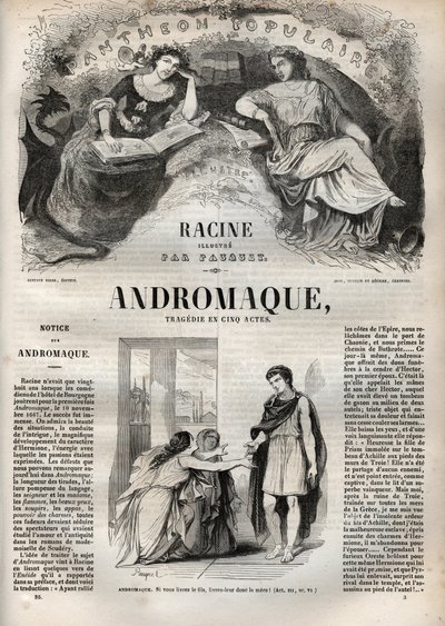 مأساة Andromaque في خمسة أعمال - نقش في "" Oeuvres de Jean Racine "" يوضحه Pauquet وإشعار Emile de La Bedolliere - 1851 بواسطة هيبوليت لويس باوكيه