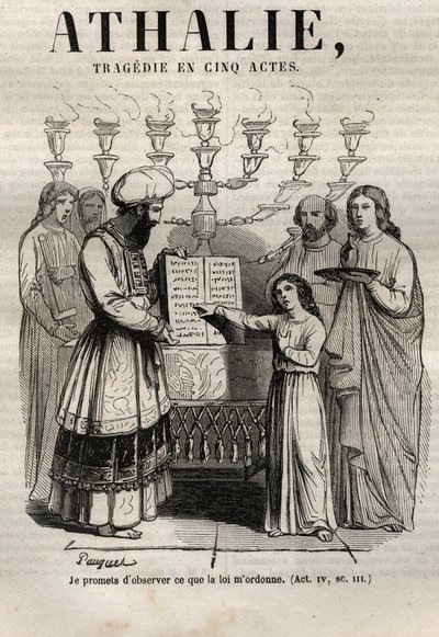 Athalie tragedie by Jean Racine في خمسة أعمال - نقش في "" Oeuvres de Jean Racine "" موضّح بواسطة Pauquet وإشعار من Emile de La Bedolliere - 1851 بواسطة هيبوليت لويس باوكيه
