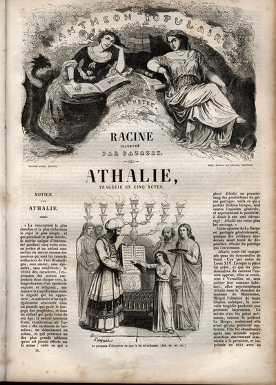 Athalie tragedie by Jean Racine في خمسة أعمال - نقش في "" Oeuvres de Jean Racine "" موضح بواسطة Pauquet وإشعار Emile de La Bedolliere - 1851 بواسطة هيبوليت لويس باوكيه
