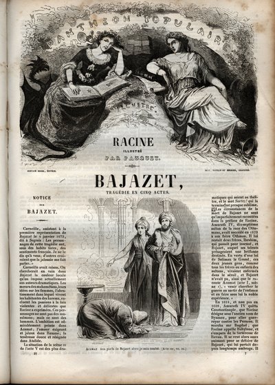 مأساة باجازيت في خمسة أعمال من نقش جان راسين في "" Oeuvres de Jean Racine "" التي رسمها Pauquet وإشعار Emile de La Bedolliere - 1851 بواسطة هيبوليت لويس باوكيه