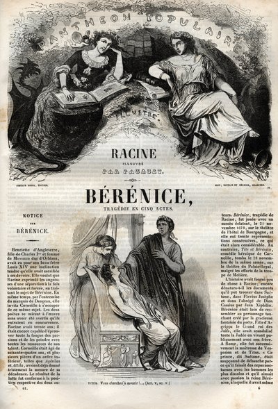 مأساة برنيس في خمسة فصول - نقش في "" Oeuvres de Jean Racine "" التي رسمها Pauquet وإشعار Emile de La Bedolliere - 1851 بواسطة هيبوليت لويس باوكيه