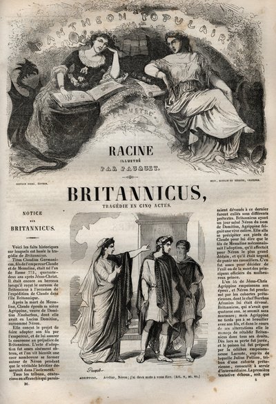 مأساة بريتانيكوس في خمسة أعمال - نقش في "" Oeuvres de Jean Racine "" موضحة بواسطة Pauquet وإشعار من Emile de La Bedolliere - 1851 بواسطة هيبوليت لويس باوكيه
