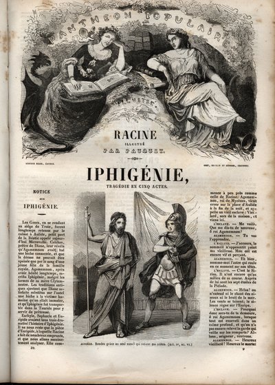 تراجيديا إيفيجيني لجين راسين - نقش في "" Oeuvres de Jean Racine "" موضّح بواسطة Pauquet وإشعار من Emile de La Bedolliere - 1851 بواسطة هيبوليت لويس باوكيه
