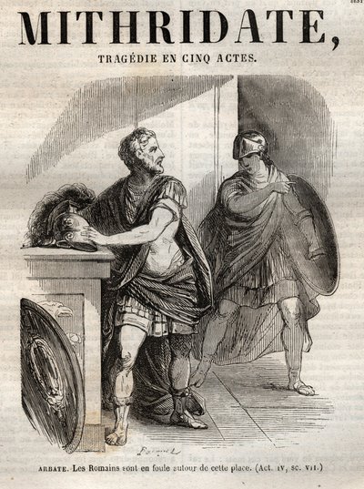 مأساة ميثريدات في خمسة أعمال لجان راسين - نقش في "" Oeuvres de Jean Racine "" يوضحه بوكيه وإشعار بقلم Emile de La Bedolliere - 1851 بواسطة هيبوليت لويس باوكيه