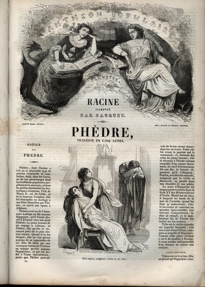 Phedre ، بواسطة Jean Racine (1639-1699 - نقش في "" أعمال جان راسين "" الذي رسمه بوكيه وإشعار بقلم إميل دي لا بيدوليير - 1851 بواسطة هيبوليت لويس باوكيه