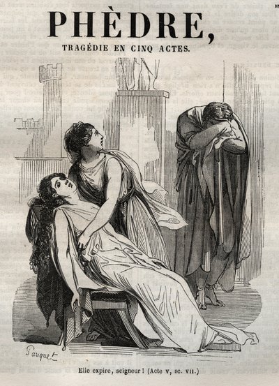 Phedre ، بقلم جان راسين (1639-1699 - نقش في "" أعمال جان راسين "" موضح بواسطة بوكيه وإشعار بقلم إميل دي لا بيدوليير - 1851 بواسطة هيبوليت لويس باوكيه