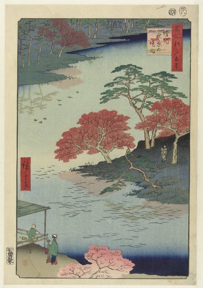 أراضي معبد ضريح أكيبا في أوكيجي Ukiji Akiba no keidai (العنوان على الكائن) مائة منظر مشهور لإيدو (عنوان المسلسل) ميشو إيدو هياكي (عنوان المسلسل على الكائن) بواسطة هيروشيغي (أنا)، أوتاغاوا