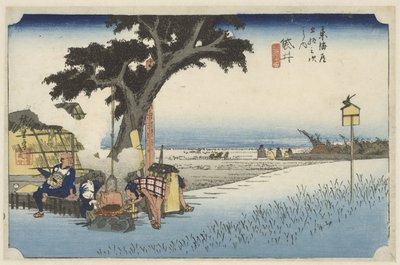Theehuis in de buitenlucht in Fukuroi Fukuroi ، dechaya no zu (العنوان على الكائن) دي 53 محطات فان دي توكايدو (عنوان المسلسل) توكايدو جوجوسان تسوجي نو أوتشي (عنوان المسلسل) بواسطة هيروشيغي (أنا)، أوتاغاوا
