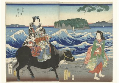 Enoshima شوهد من الشاطئ بواسطة هيروشيغي (الثاني) ، أوتاغاوا