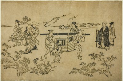 A Passing Palanquin ، من مسلسل "مشاهد للزهور في أوينو (أوينو هانامي نو تي)" بواسطة هيشيكاوا مورونوبو