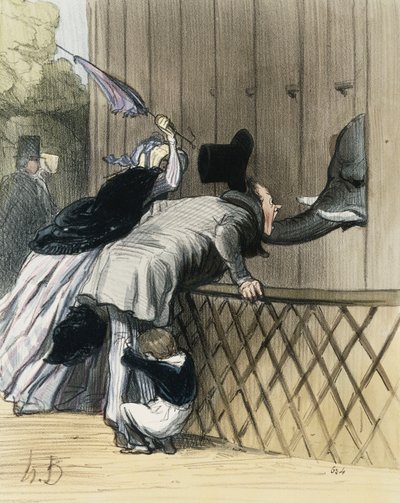 فيلم A Fright in the Jardin des Plantes من "Les Etrangers a Paris" بقلم Honore Daumier، Aubert et Compagnie، 1844 بواسطة الشرف دومييه