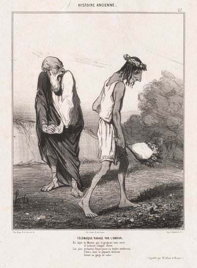 التاريخ القديم: Pl. 27 ، تيليماكوس خربها الحب ... ، 1842. بواسطة الشرف دومييه