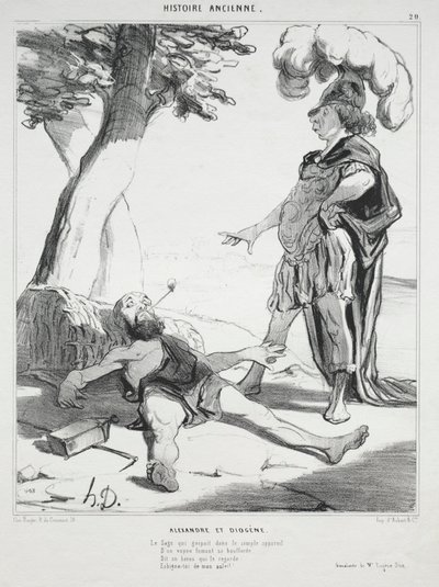 التاريخ القديم ، اللوحة 20: ألكسندر وديوجين ، 14 أغسطس 1842. بواسطة الشرف دومييه