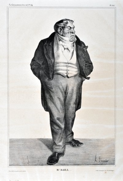 عمل فني من قبل هونور دومير (1808-1879). يعود تاريخ Charivari إلى عام 1833: Serie Celebrites de la caricature "" Mr. Baill ... "متحف الفنون الجميلة - PALACE LONGCHAMP، MARSEILLE بواسطة الشرف دومييه