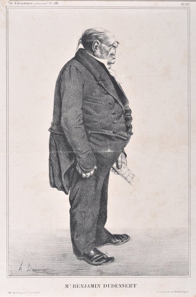 عمل فني من قبل هونور دومير (1808-1879). يعود تاريخ Charivari إلى عام 1833: سلسلة Celebrites de la Caricature "" M. Benjamin Dudessert "" MUSEE DES BEAUX ARTS - PALAIS LONGCHAMP ، MARSEILLE بواسطة الشرف دومييه