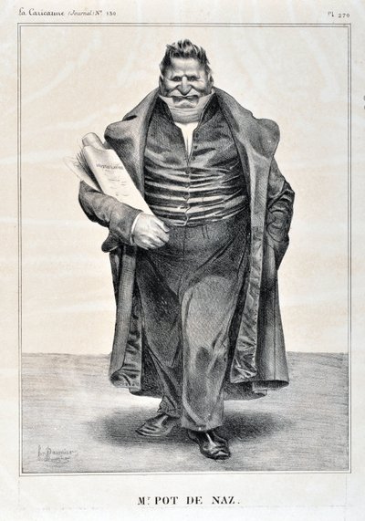 عمل فني من قبل هونور دومير (1808-1879). يعود تاريخ Charivari إلى عام 1833: Serie Celebrites de la Caricature "" M.Pot de Naz "" MUSEE DES BEAUX ARTS - PALAIS LONGCHAMP، MARSEILLE بواسطة الشرف دومييه