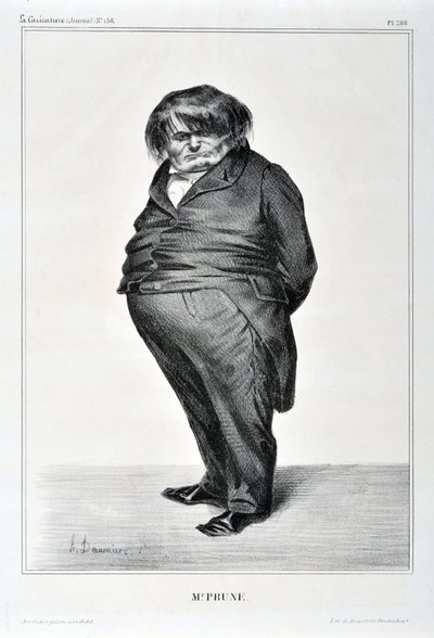 عمل فني من قبل هونور دومير (1808-1879). يعود تاريخ Charivari إلى عام 1833: Serie Celebrites de la Caricature "" M. Plum "" MUSEE DES BEAUX ARTS - PALAIS LONGCHAMP، MARSEILLE بواسطة الشرف دومييه