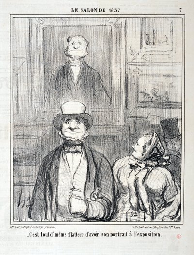 عمل فني من قبل هونور دومير (1808-1879). يعود تاريخ Charivari إلى عام 1857: Serie SALON DE 1857 "" - لا يزال من الممتع أن تكون له صورته في المعرض "" MUSEE DES BEAUX ARTS - PALAIS LONGCHAMP ، MARSEILLE بواسطة الشرف دومييه
