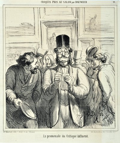 عمل فني من قبل هونور دومير (1808-1879). يعود تاريخ Charivari إلى عام 1865: رسومات Serie Sketches تم التقاطها في Salon La promenade du Critique المؤثرة MUSEE DES BEAUX ARTS - PALAIS LONGCHAMP ، MARSEILLE بواسطة الشرف دومييه