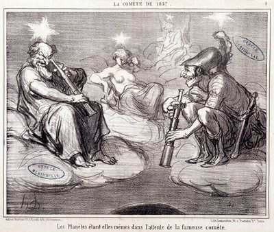 كارتون عن العلم. Serie Sur "" Comete of 1857 "": "" الكواكب نفسها تنتظر المذنب الشهير "" ". نقش بواسطة Honore DAUMIER (1808-1879) ، 25 مارس بواسطة الشرف دومييه