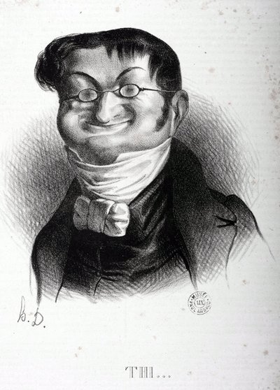 رسم كاريكاتوري لأدولف تييرز (1797-1877) ، رجل دولة فرنسي. رسم بواسطة هونور دومير (1808-1879). متحف أربود. بواسطة الشرف دومييه