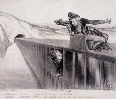 كارتون دومير "" Les Chemins de Fer "" ، sd. القرن ال 19 بواسطة الشرف دومييه