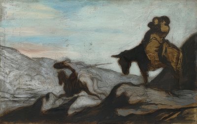 دون كيشوت وسانشو بانزا. حوالي عام 1855 بواسطة الشرف دومييه