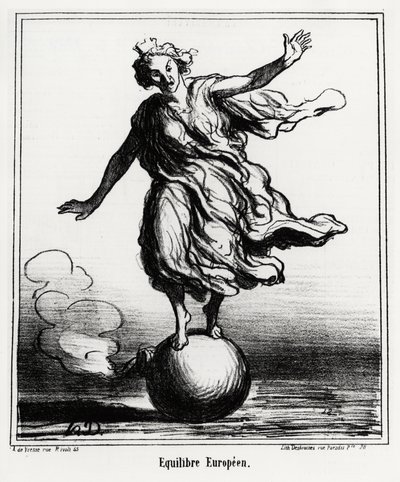 التوازن الأوروبي. توضيح d'Honore Daumier (1808-1879) ، نُشر في الأخبار ، "Charivari" ، بتاريخ 3 أبريل بواسطة الشرف دومييه