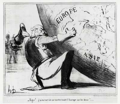 ألمانيا: كبيرة! ... كنت مخطئًا في وضع كل أوروبا بين يدي. توضيح d'Honore Daumier (1808-1879) ، نُشر في الأخبار ، "Charivari" ، بتاريخ 25 يناير بواسطة الشرف دومييه