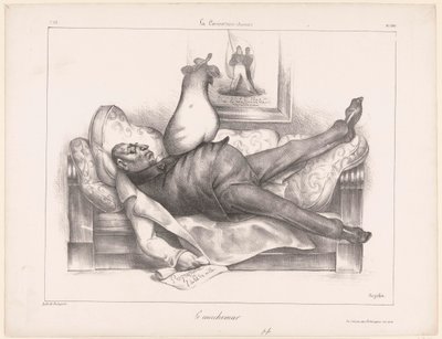صورة كاريكاتورية لجيلبرت دو موتير ، ماركيز دي لا فاييت ، خلال كابوس Le Cauchemar (العنوان على الكائن) بواسطة أوبيرت وسي.