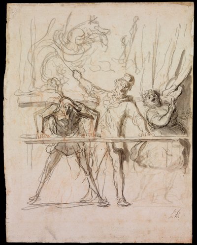 La Parade - العرض الجانبي - Daumier ، Honore (1808-1879) - 1865 - طباشير أسود ، ألوان مائية على ورق - 39،8x30،4 - Szepmuveszeti Muzeum ، بودابست بواسطة الشرف دومييه