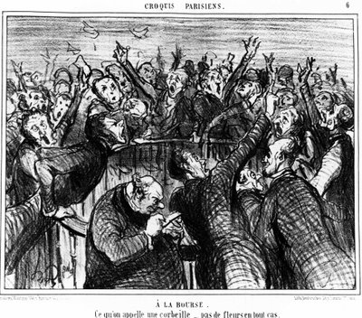 على المحفظة ، ما يسمى سلة ، لا زهور بأي حال: سلسلة من الرسوم الكاريكاتورية على حقيبة Honore Daumier (1808-1879). "Charivari" بواسطة الشرف دومييه