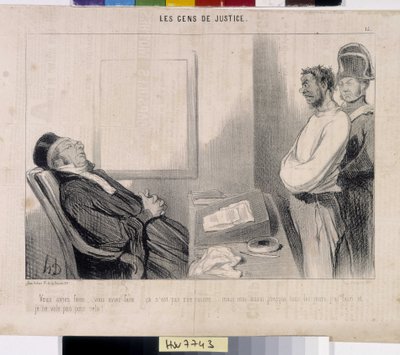 أهل العدل. كارتون من قبل هونور داوميير (1808-1879) ، 37.5 × 28. مقتطف من جريدة Le "Charivari" ، متحف الفنون الجميلة ، قصر لونجشامب ، مرسيليا. بواسطة الشرف دومييه