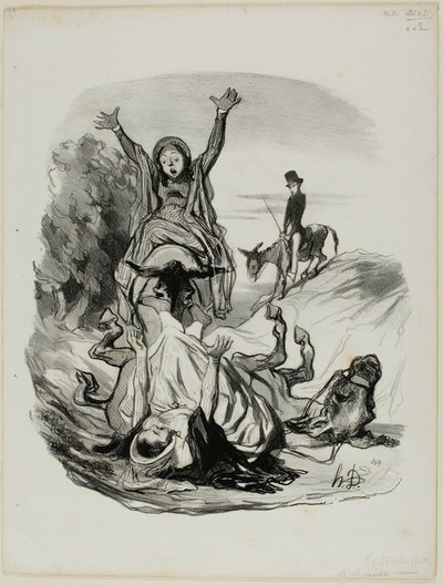 "- يا إلهي يا أمي يا أمي!!! ........ بحق السماء..... ابنتي، ابنتي، ابنتي!!!"، لوحة 26 من باستوراليس بواسطة أونوريه فيكتورين دومييه