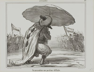مظلة في وضع صعب، لوحة 119 من Actualités بواسطة أونوريه فيكتورين دومييه