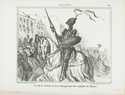 يخرج السيد أيضاً إلى الميدان للقتال ضد المغاربة، لوحة 116 من Actualités بواسطة أونوريه فيكتورين دومييه