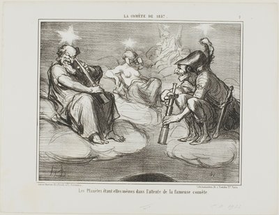 حتى الكواكب تراقب باهتمام وصول المذنب الشهير، اللوحة 9 من كتاب "لا كوميت دي 1857 بواسطة أونوريه فيكتورين دومييه