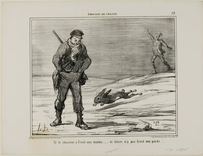 إذا كان الصياد بارد اليدين ... فإن الأرنب ليس لديه أقدام باردة، لوحة 22 من Émotions De Chasse بواسطة أونوريه فيكتورين دومييه