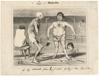 لن أذهب إلى هناك بعد الآن! - أعتقد أن هناك جراد البحر هناك ...، لوحة واحدة من Les Baigneurs بواسطة أونوريه فيكتورين دومييه