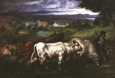 الماشية و Drover في المناظر الطبيعية بواسطة هونور (دائرة) دومير